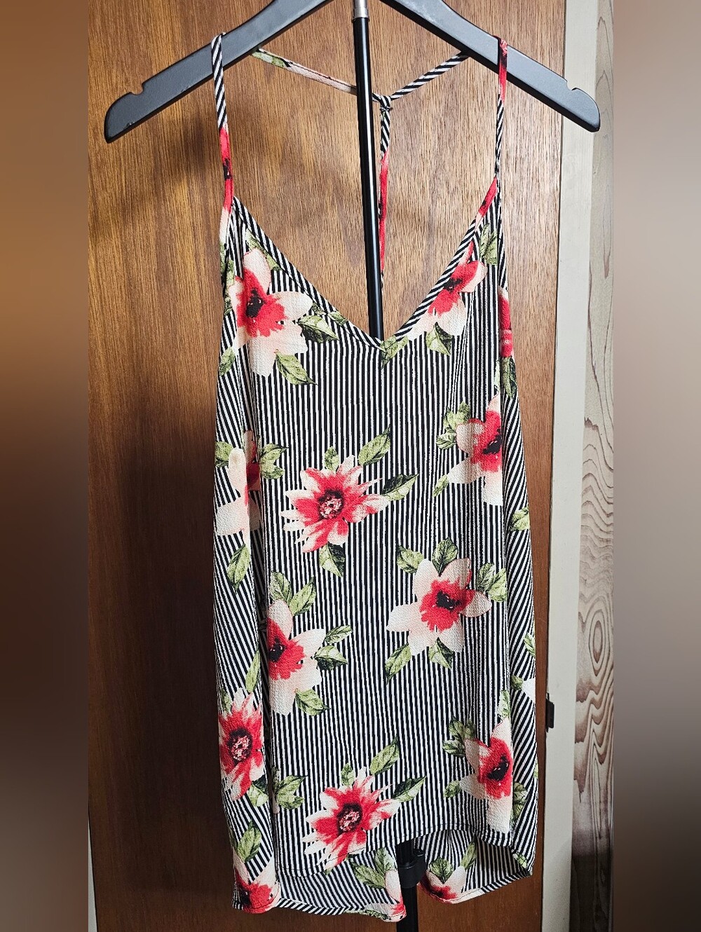 SKY Plus Striped Floral Tank Top Plus Size 2x